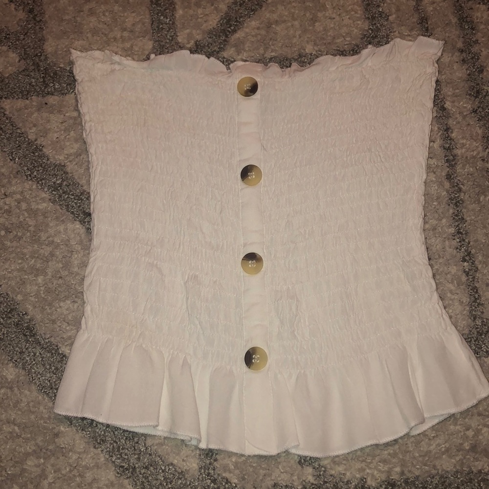 White Strapless Ribbed Tube Top by Style Envy